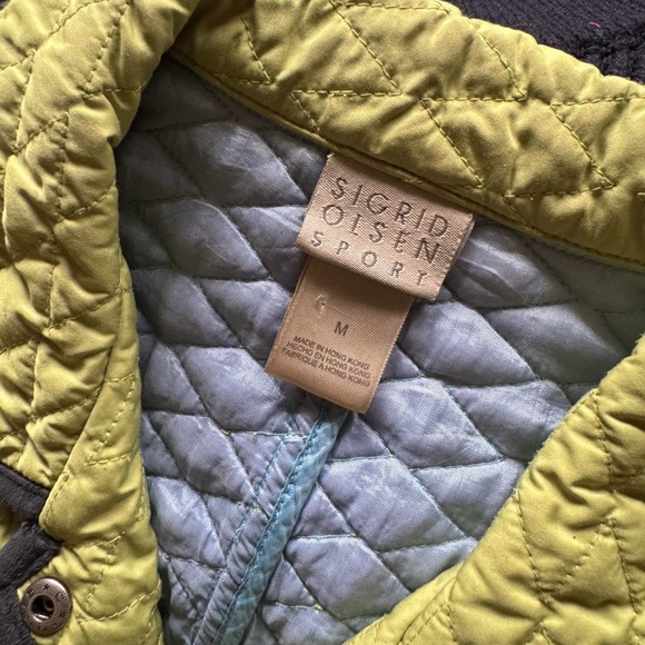 90s Quilted Lightweight Jacket Chartreuse Green Black Medium - Picture 8 of 8